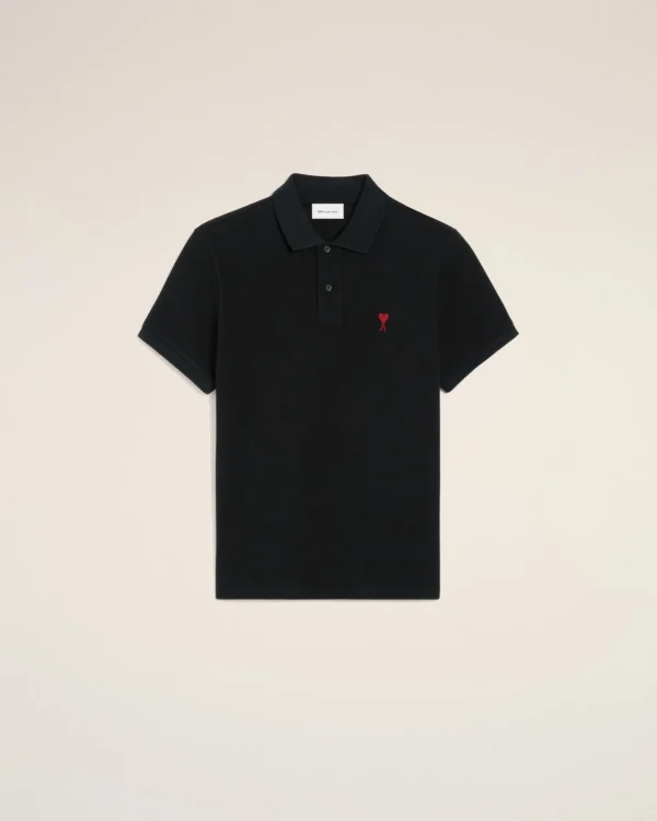 AMI Paris Ami de Coeur Polo — Black — reference view 1